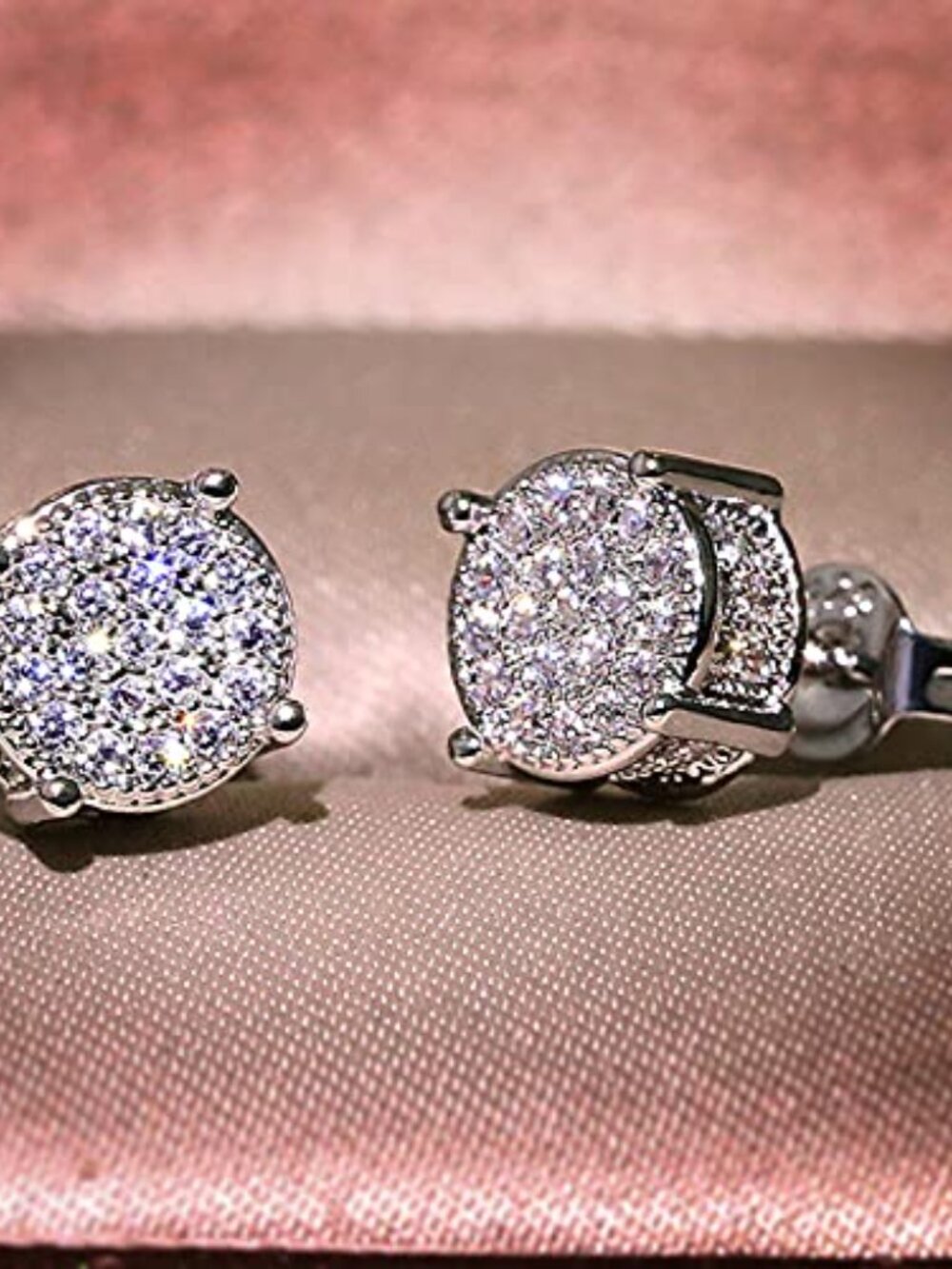 Women Synthetic Diamond Ears 18K White Gold Plated Round Square Cubic‎ Zirconia